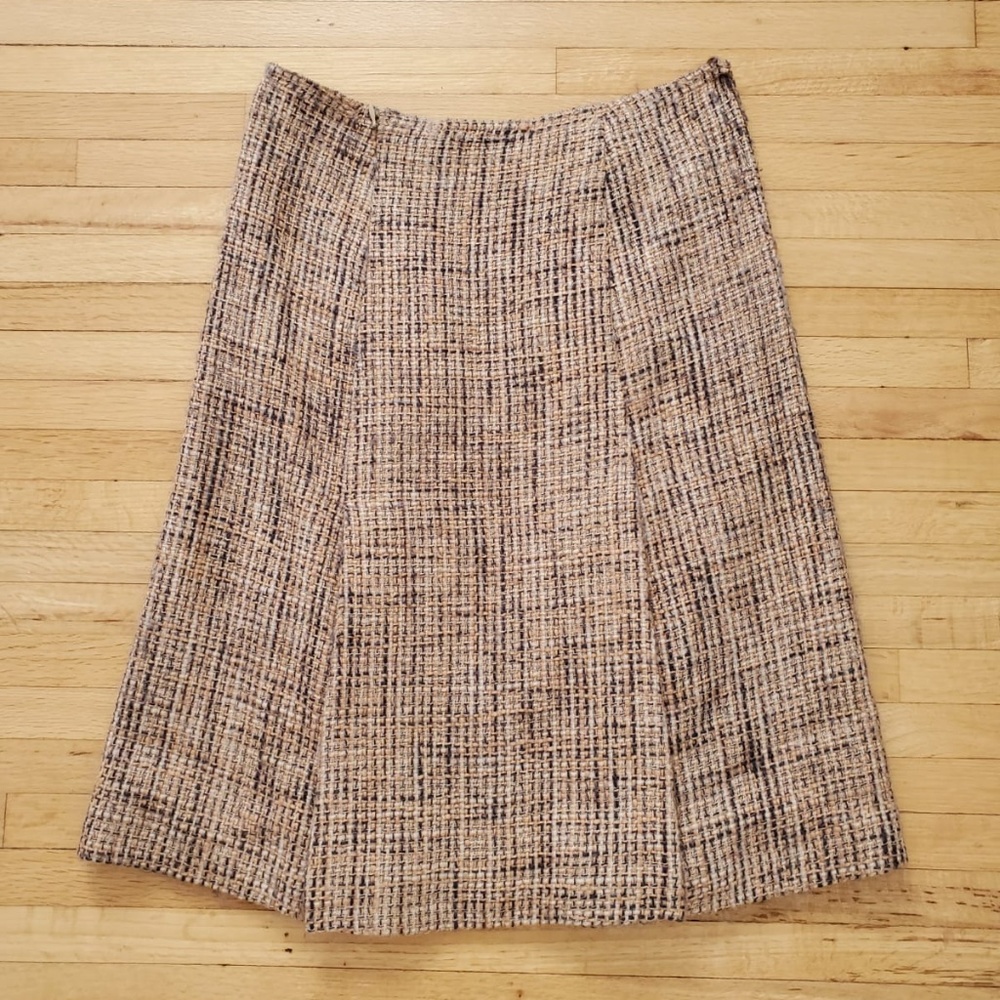 PRADA Pleated Tweed Skirt Sz 40